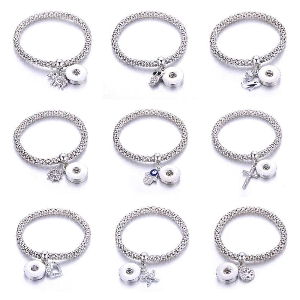 1659 6pcs Snap Bracelet fit DIY 18mm Snap Jewelry Elastic Snap Buttons